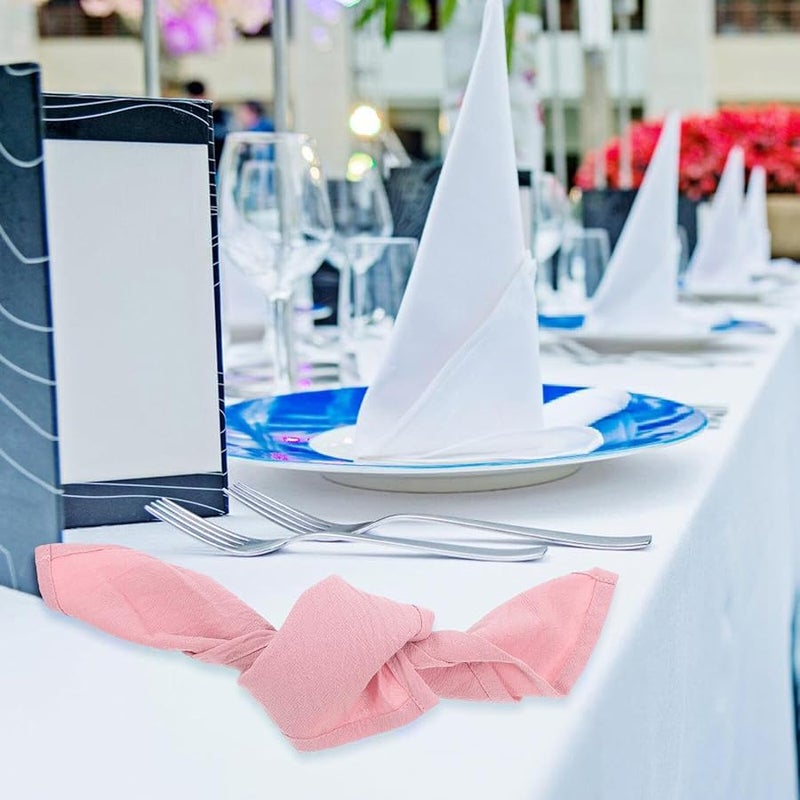 GALPADA 12 قطعة مناديل قطنية للعشاء ناعمة قابلة للغسيل قابلة لإعادة الاستخدام باللون الوردي لحفلات الزفاف والمنزل - Image 5